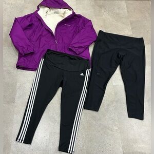 Womens COLUMBIA/UNDER ARMOUR/ADIDAS Fleece Lined Coat & Leggings, sz 3X